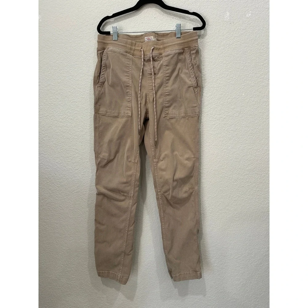 Faherty Arlie Day Pants Womens Medium Tan Khaki Jogger Tapered Stretch Tencel